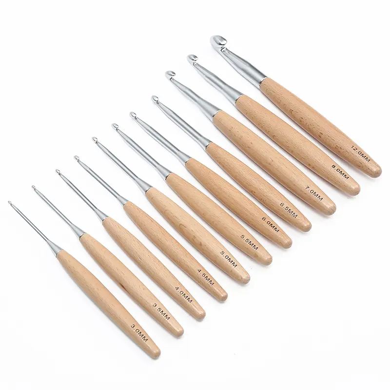 Wooden Handle Crochet Hand DIY Weaving Tool 3.0-120mm Multi Size Sweater Sweater Crochet Set