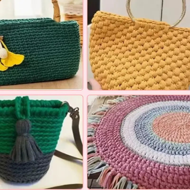 100M/roll Metallic T-Shirt Yarn Fabric Cloth Knitting Yarn for Hand DIY Bag Blanket Cushion Crocheting Projects ﻿