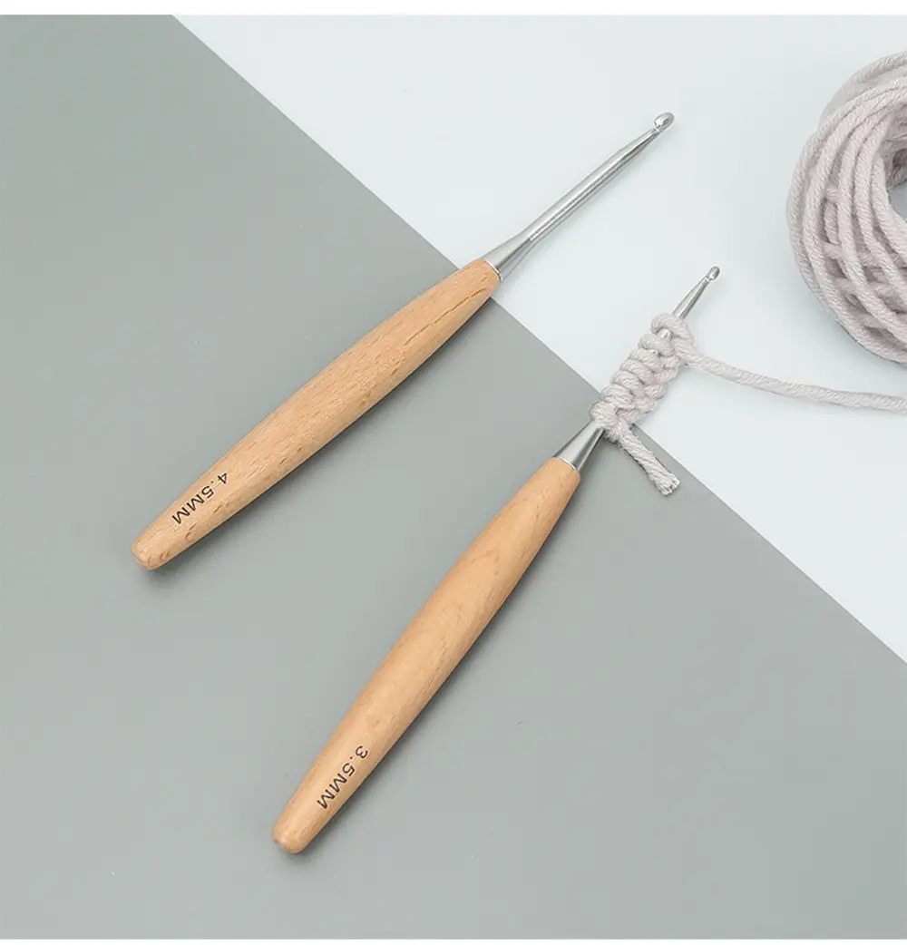 Wooden Handle Crochet Hand DIY Weaving Tool 3.0-120mm Multi Size Sweater Sweater Crochet Set