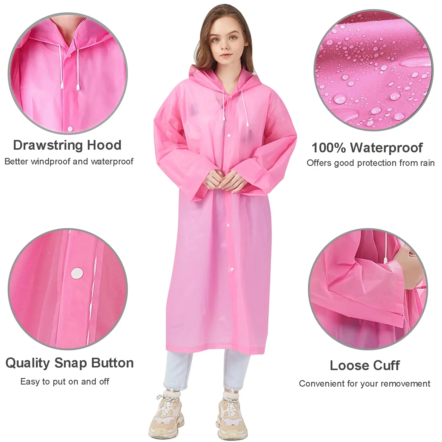 Raincoat Women Men Impermeable Thickened Waterproof EVA Raincoat Tourism Outdoor Hiking Rain Poncho Raincoat Hooded Rain Coat