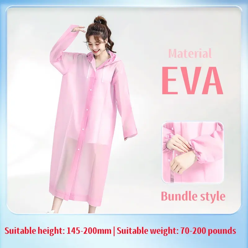 Raincoat Women Men Impermeable Thickened Waterproof EVA Raincoat Tourism Outdoor Hiking Rain Poncho Raincoat Hooded Rain Coat