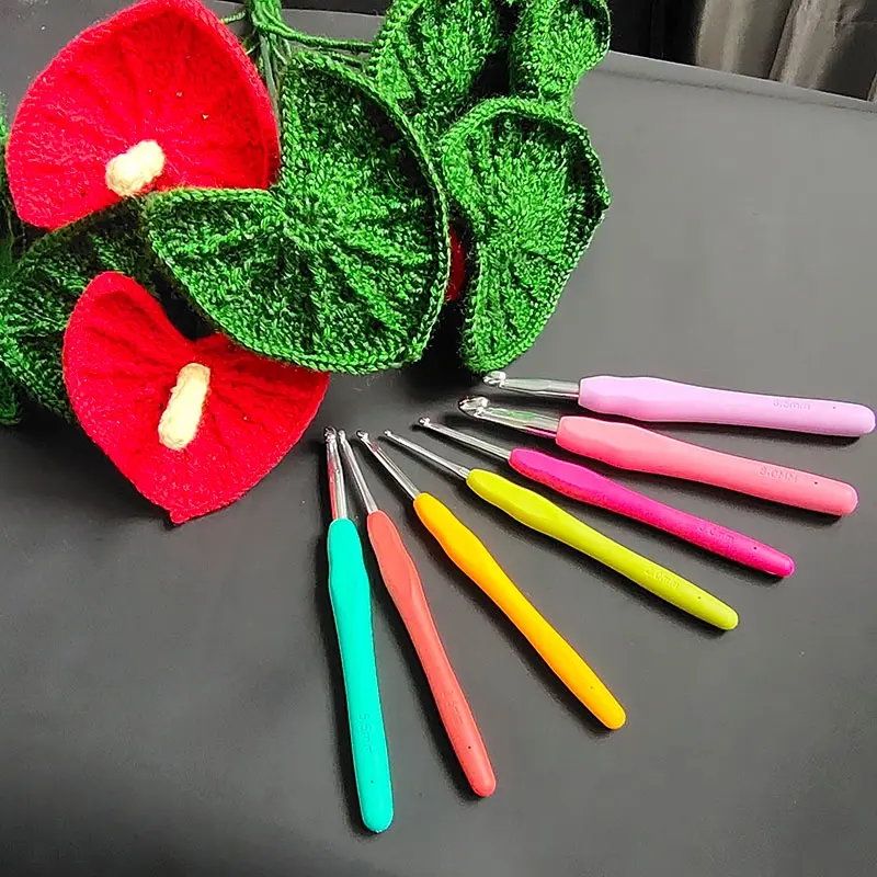 1 Set Of 2.0-10.0MM Colored Soft Handle Crochet Knitting Tools Handmade DIY Silicone Anti Slip Crochet Handle Aluminum Crochet