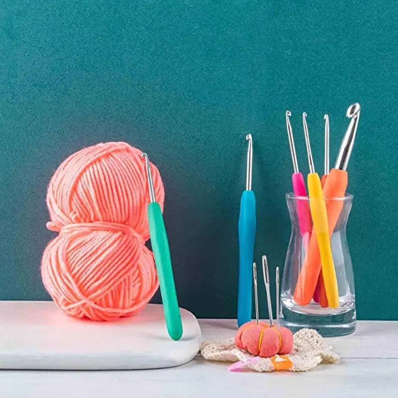 1 Set Of 2.0-10.0MM Colored Soft Handle Crochet Knitting Tools Handmade DIY Silicone Anti Slip Crochet Handle Aluminum Crochet
