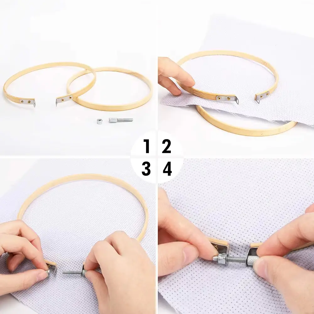 50 Multi Colors Cross Stitch Floss Cotton Thread Embroidery Starter Kit Bamboo Embroidery Hoop Frame DIY Knitting Sewing Tools