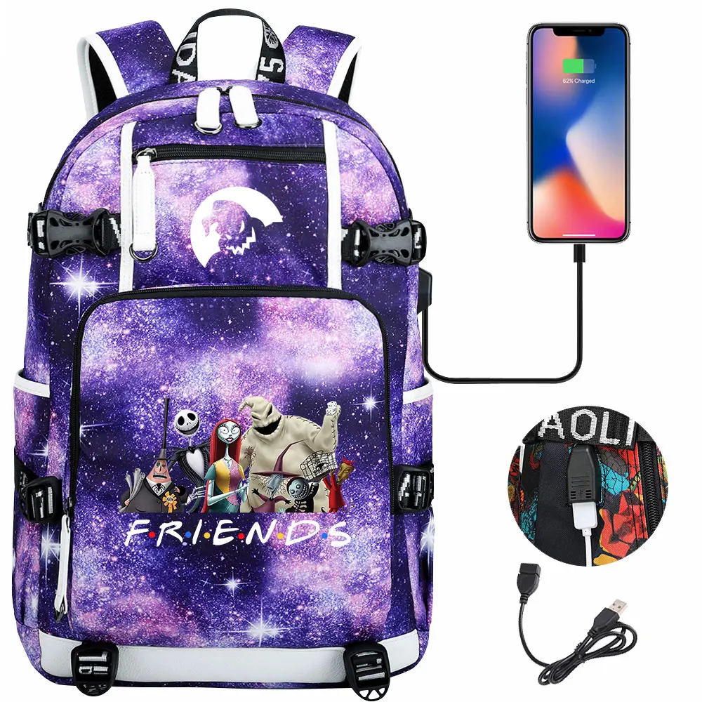 New  Jack USB Large Capacity Teenagers Schoolbags Women Men Laptop Travel Backpack Girl Boys Kids School Book Bags