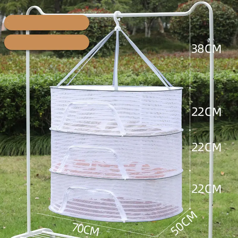 1/3 Tier Portable Household Drying Net Drying Fish Insect Proof Drying Net Folded For Drying Clothes Windproof Folding Closed