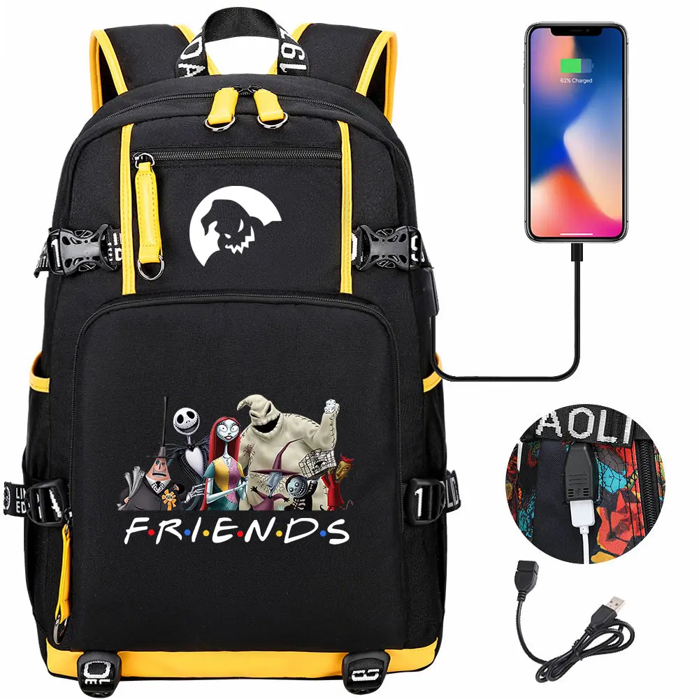 New  Jack USB Large Capacity Teenagers Schoolbags Women Men Laptop Travel Backpack Girl Boys Kids School Book Bags