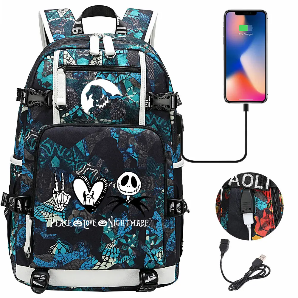 New  Jack USB Large Capacity Teenagers Schoolbags Women Men Laptop Travel Backpack Girl Boys Kids School Book Bags
