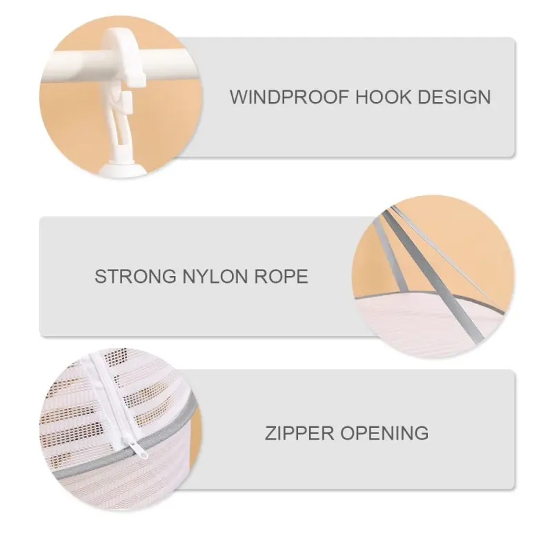 1/3 Tier Portable Household Drying Net Drying Fish Insect Proof Drying Net Folded For Drying Clothes Windproof Folding Closed