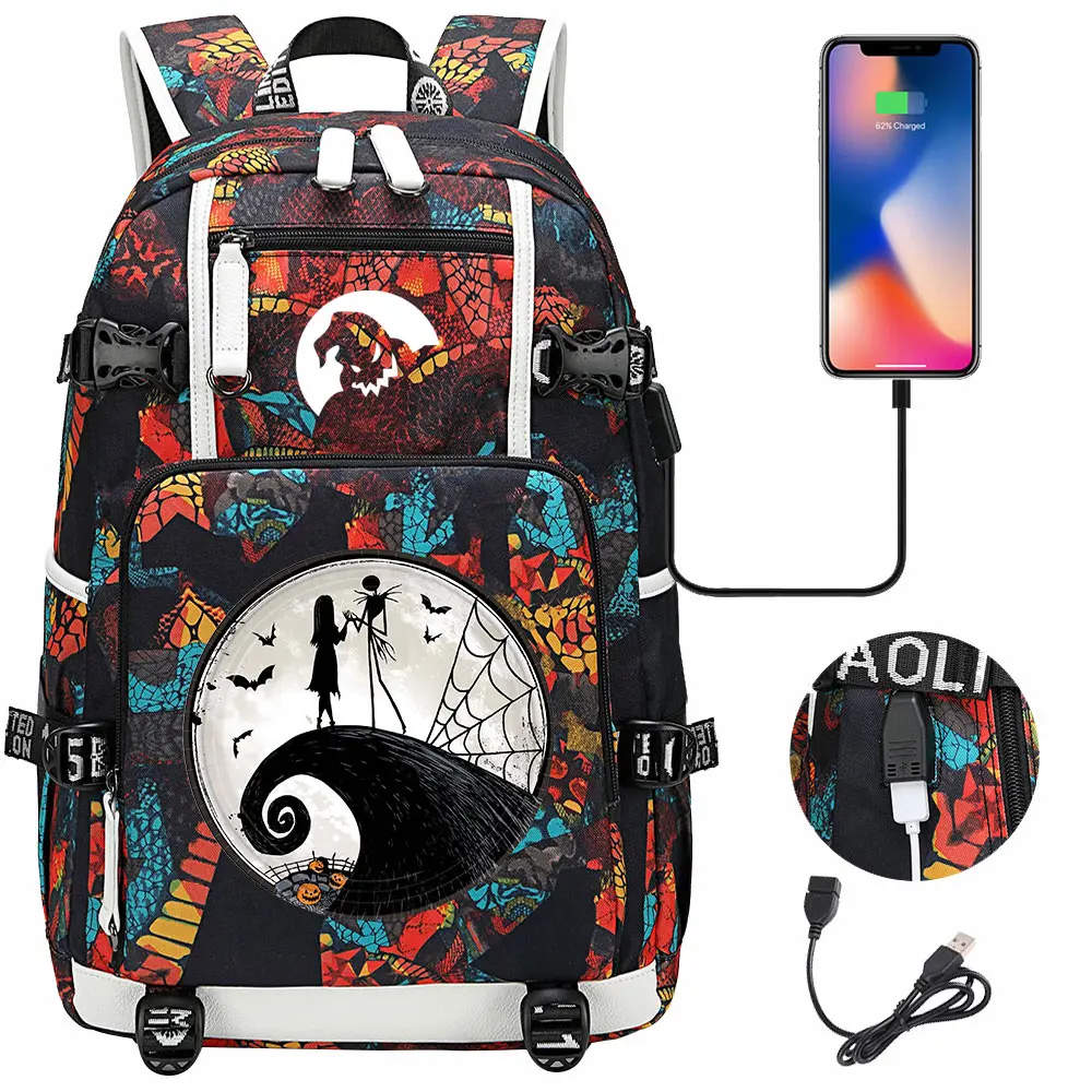 New  Jack USB Large Capacity Teenagers Schoolbags Women Men Laptop Travel Backpack Girl Boys Kids School Book Bags
