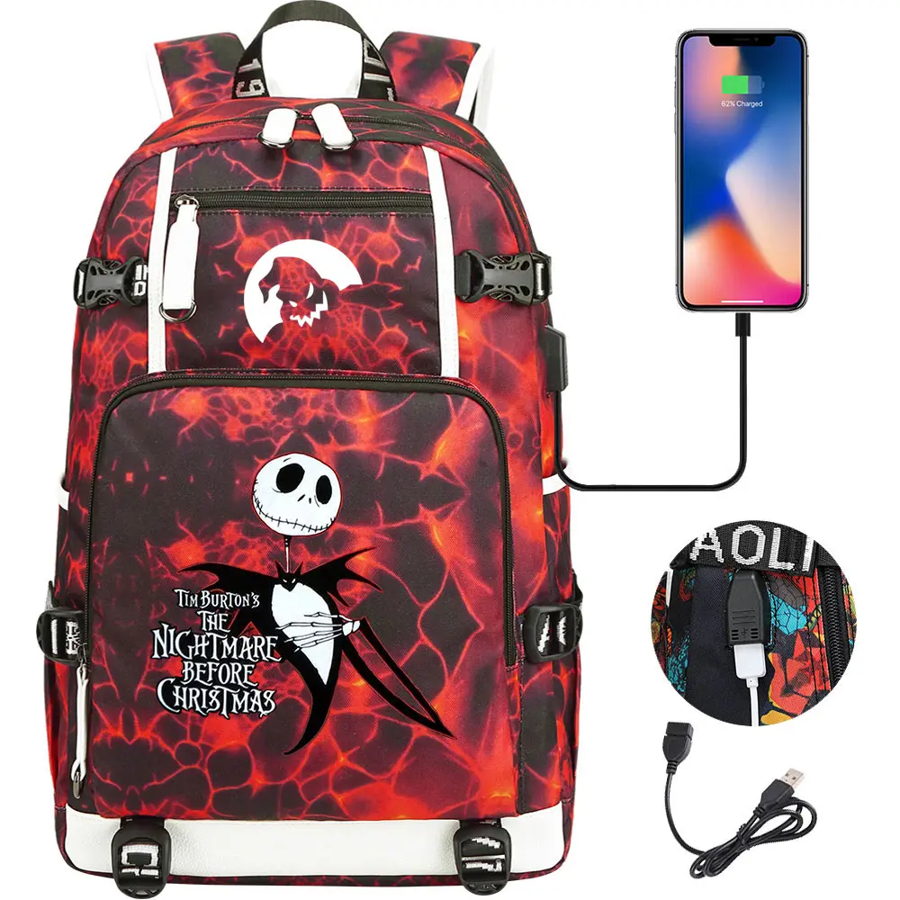 New  Jack USB Large Capacity Teenagers Schoolbags Women Men Laptop Travel Backpack Girl Boys Kids School Book Bags