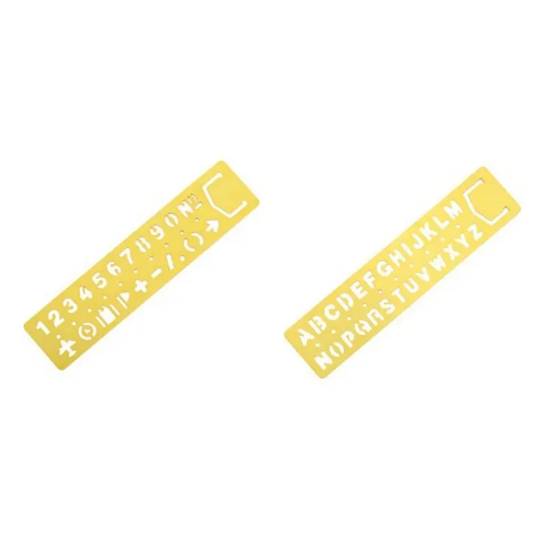 1Pc Multifunctional Drawing Stencil Bookmark Metal Hollow Straight Ruler Number Letter Pattern Bookmark Measuring Tool