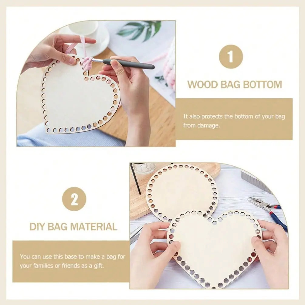 2Pcs Natural Wooden Basket Bottom Blank Crochet Blank Bag Base DIY Wood Gift Basket Crocheting Base Home Decoration