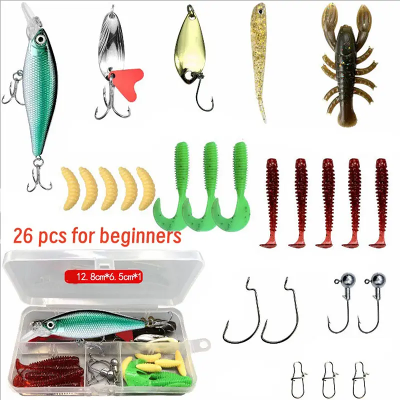 26/56/78pcs Fishing Lure Set Mixed Lure Kit Soft Lure For Bass Pike Crankbait Tackle Accessories Beginner Tackle Box