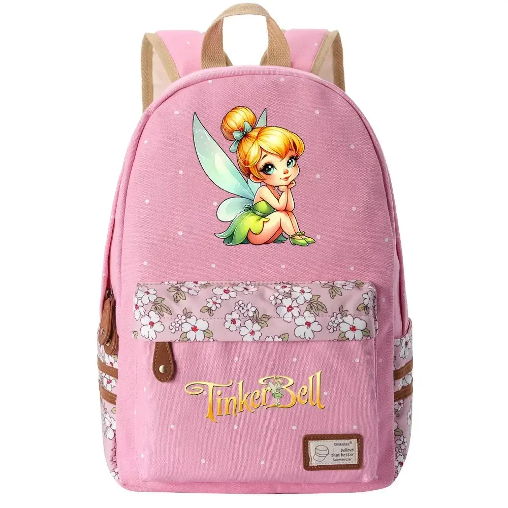 New Tinker Bell  Girl Kids Back To School Book Bags Teenagers Schoolbags Women Bagpack Canvas Travel Laptop Student Backpack