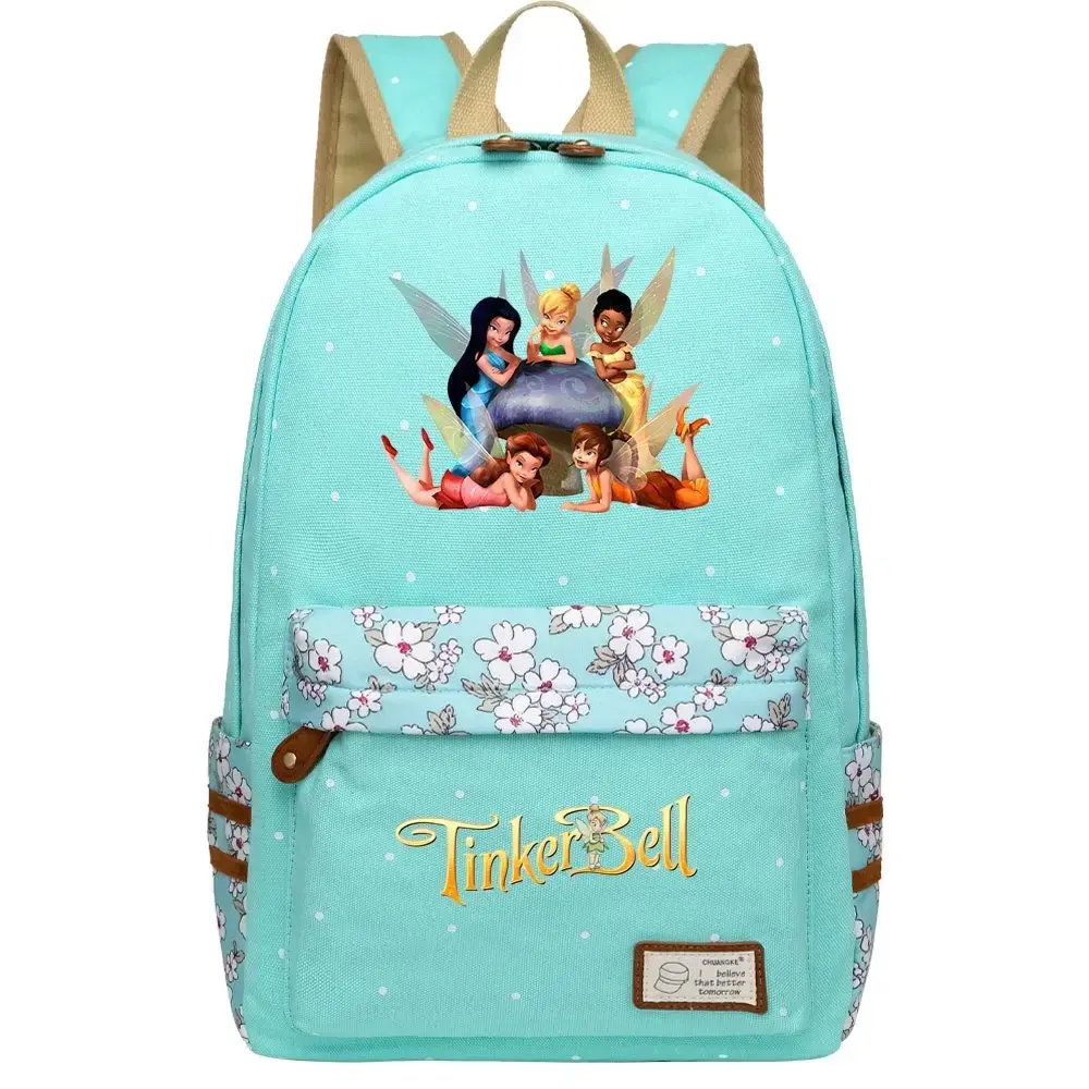 New Tinker Bell  Girl Kids Back To School Book Bags Teenagers Schoolbags Women Bagpack Canvas Travel Laptop Student Backpack