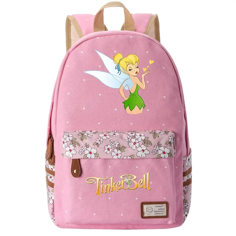New Tinker Bell  Girl Kids Back To School Book Bags Teenagers Schoolbags Women Bagpack Canvas Travel Laptop Student Backpack