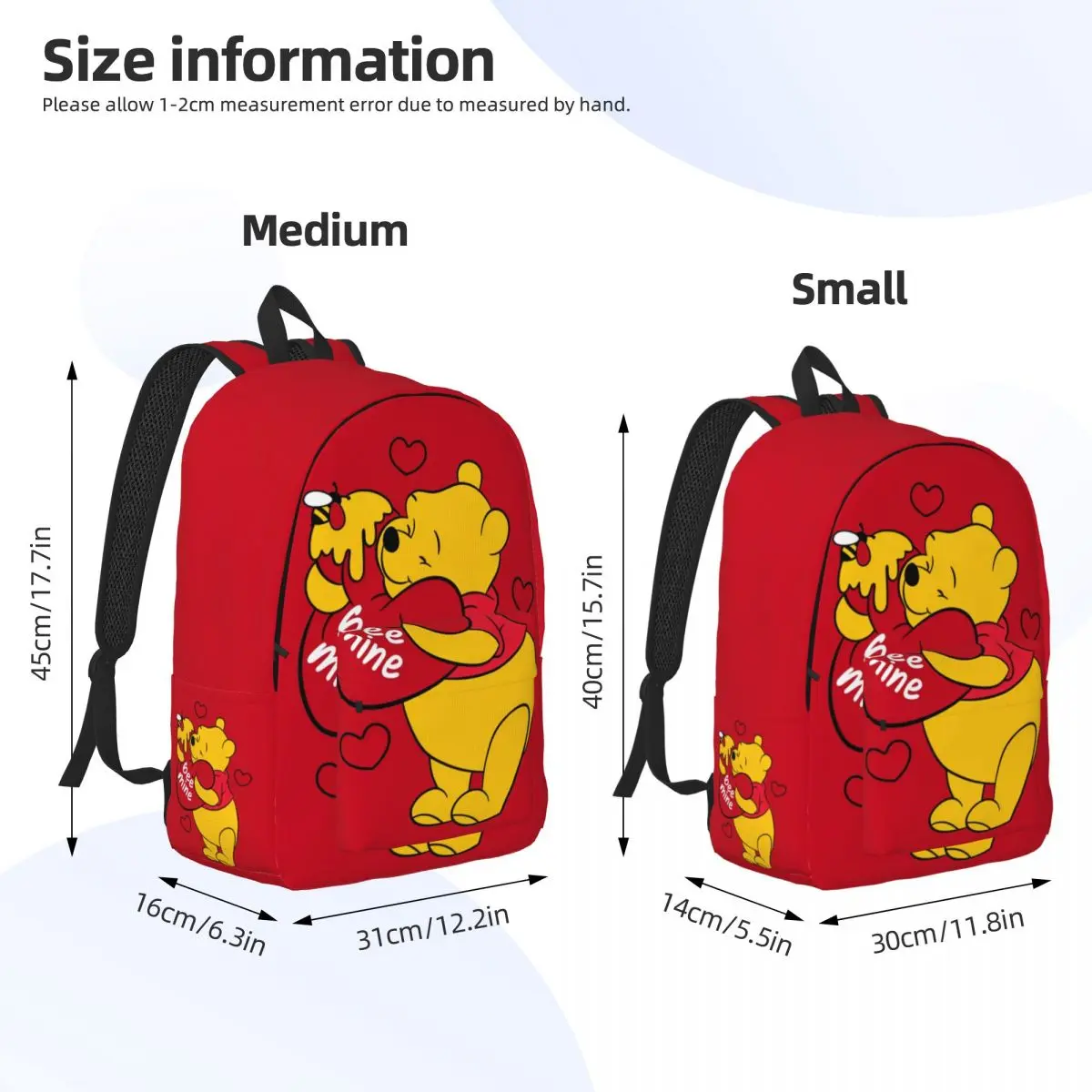 Winnie The Pooh Merch Backpack for Preschool Primary School Student Book Bags Boy Girl Kids Daypack for Outdoor