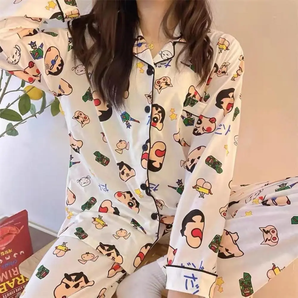Kawaii Pompompurin Hello Kitty 2Pcs Pajama Set Sanrios Anime Long Sleeve Pants for Women Spring Girl Casual Loose Cute Homewear