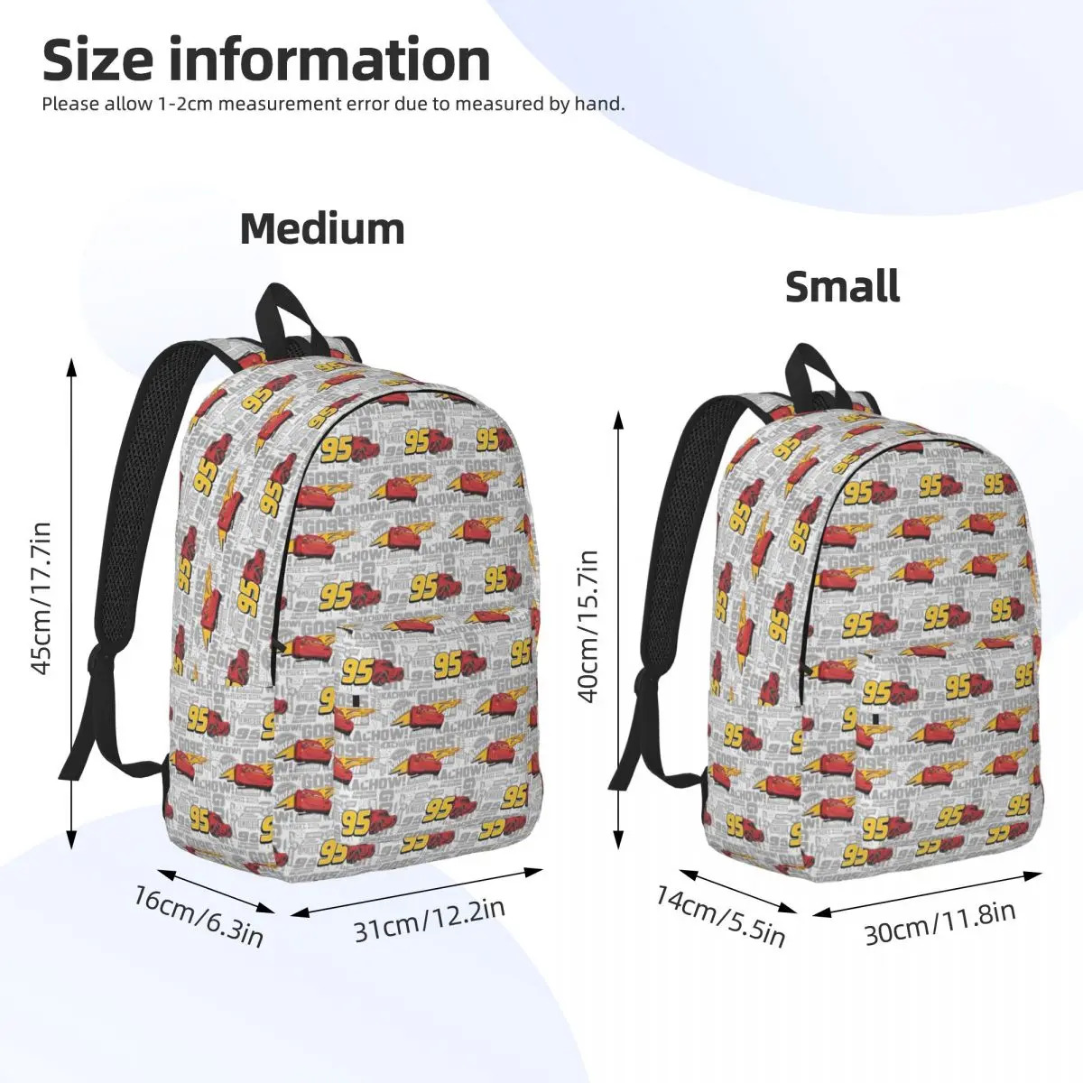 Cartoon Pixar Cars Lightning McQueen Backpack Boy Girl Lightweight Backpacks Polyester Streetwear School Bags Workout Rucksack