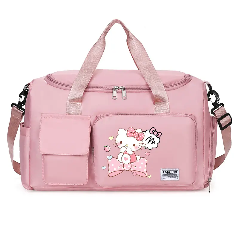 Girl Sanrios Travel Bag Cartoon Printing Bag Large Capacity Anime Outdoor Kawaii Downhill Bag Sports Portable Shoulder Bag