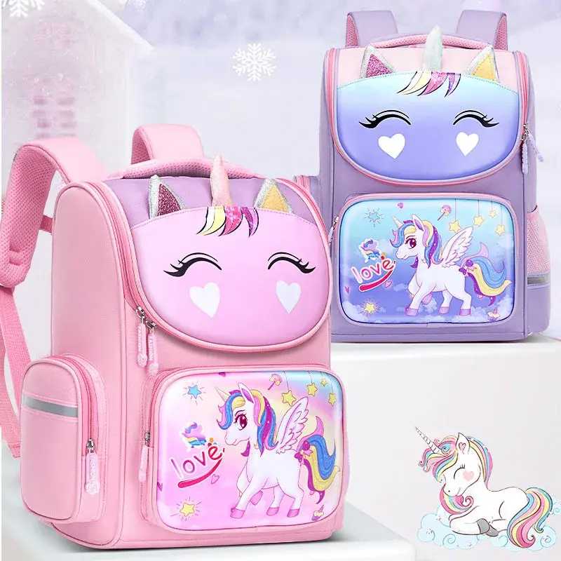 Children Waterproof Schoolbag, Kids Back To School Book Pen Bags,Cute Mermaid Horse Student Backpack, Girls Grades 1-6 Space Bag