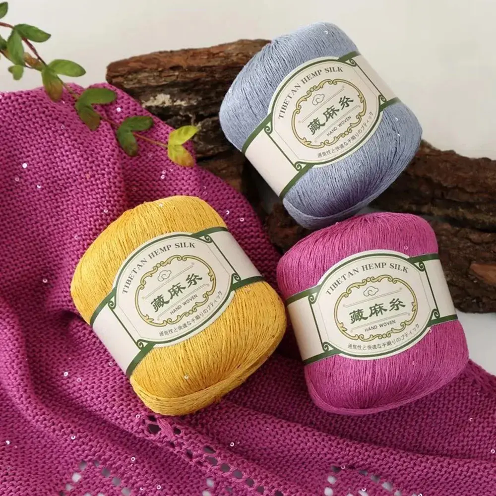 50g Tibetan Linen Sequin Thread Fine Linen Short Sleeved Cotton Linen DIY Lace Thread Hand Woven Crochet Cotton Thread