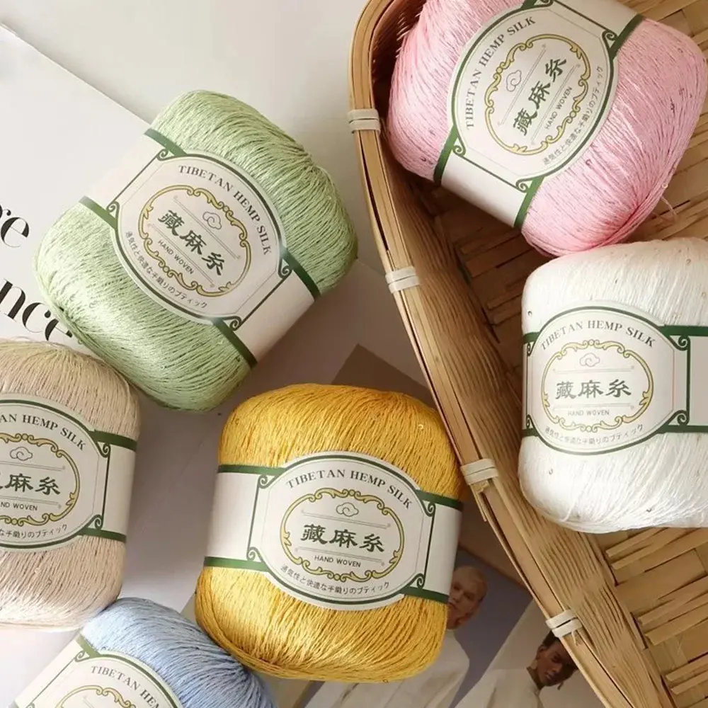 50g Tibetan Linen Sequin Thread Fine Linen Short Sleeved Cotton Linen DIY Lace Thread Hand Woven Crochet Cotton Thread