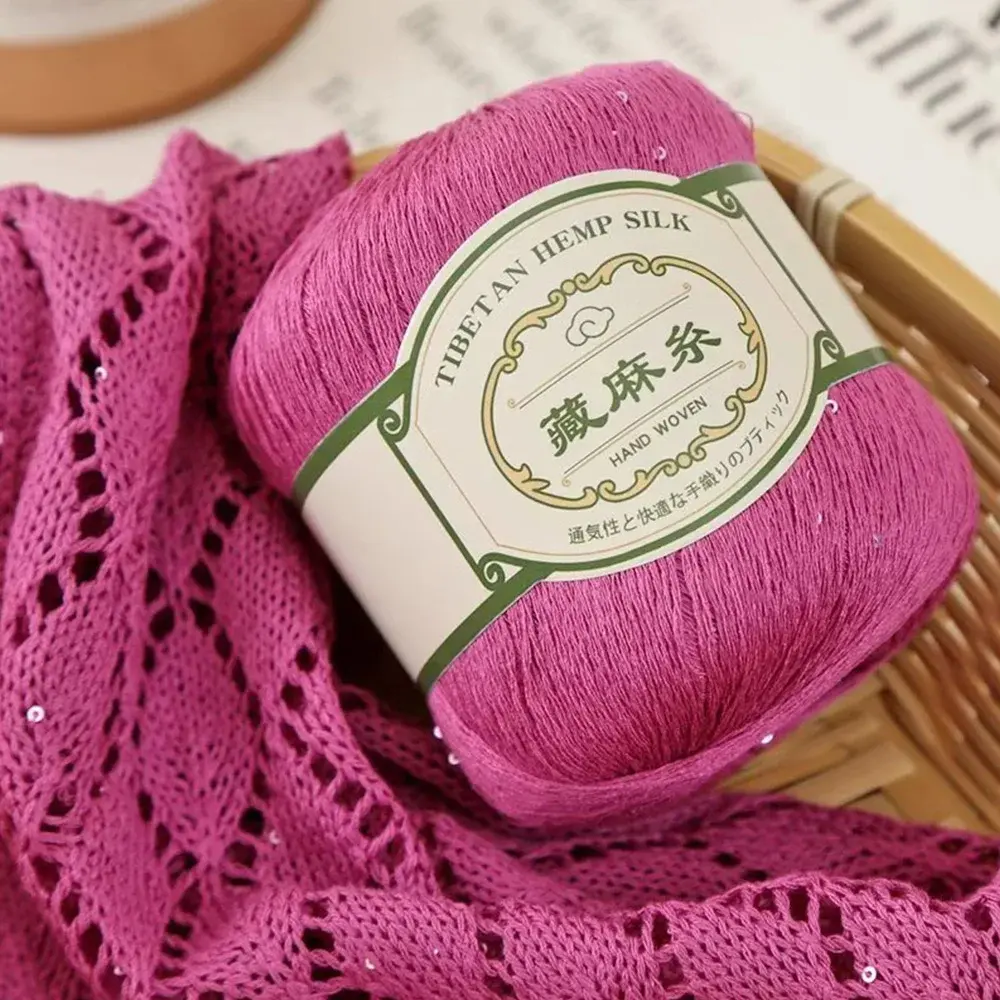 50g Tibetan Linen Sequin Thread Fine Linen Short Sleeved Cotton Linen DIY Lace Thread Hand Woven Crochet Cotton Thread