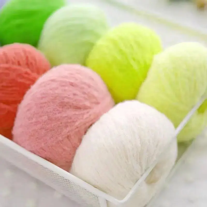 Cotton Candy Yarn Ball Hand Woven DIY Material Bag Hook Doll Crochet Hook Woven Velvet Yarn Medium Thick