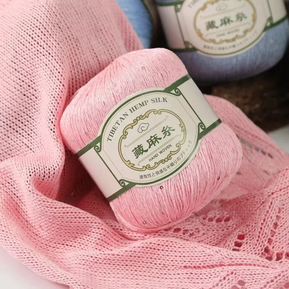 50g Tibetan Linen Sequin Thread Fine Linen Short Sleeved Cotton Linen DIY Lace Thread Hand Woven Crochet Cotton Thread