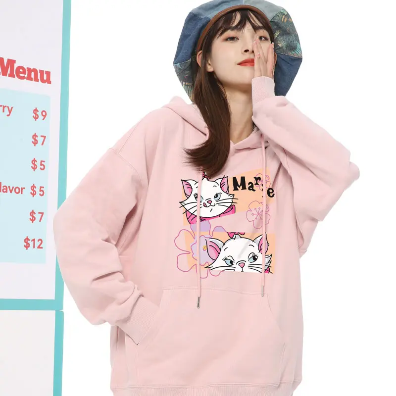 Disney The AristoCats Sweater  Disney Marie Women's Small Autumn  Winter Hooded Jacket Girls' Clothes Cute Cartoon  Comfortable