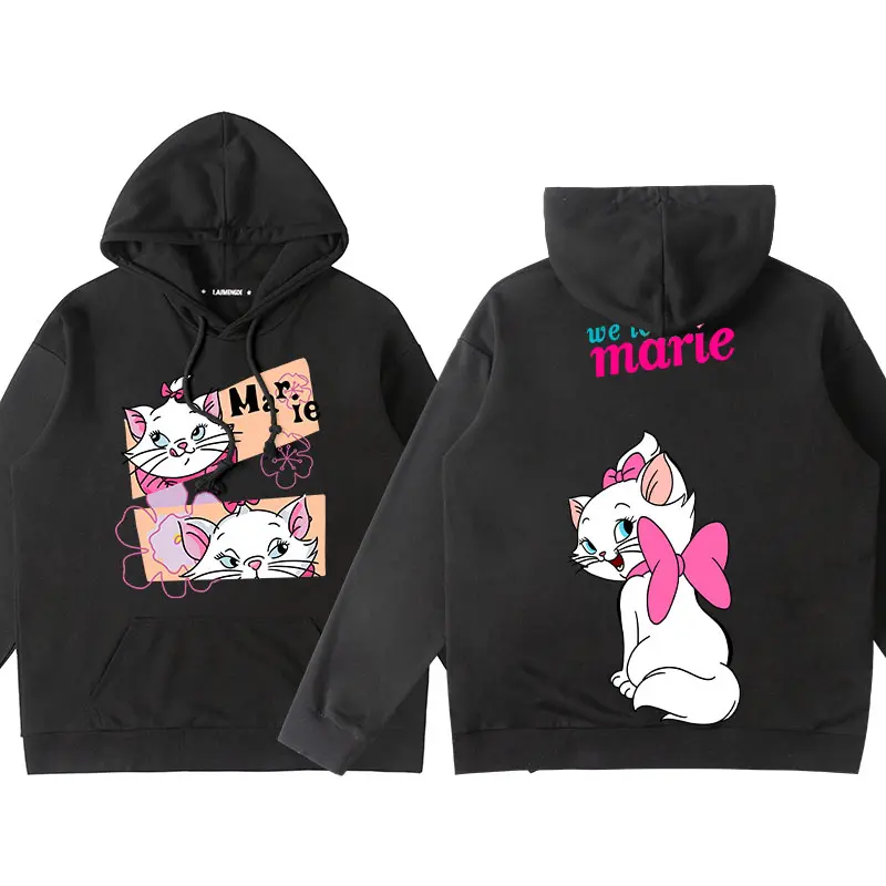 Disney The AristoCats Sweater  Disney Marie Women's Small Autumn  Winter Hooded Jacket Girls' Clothes Cute Cartoon  Comfortable
