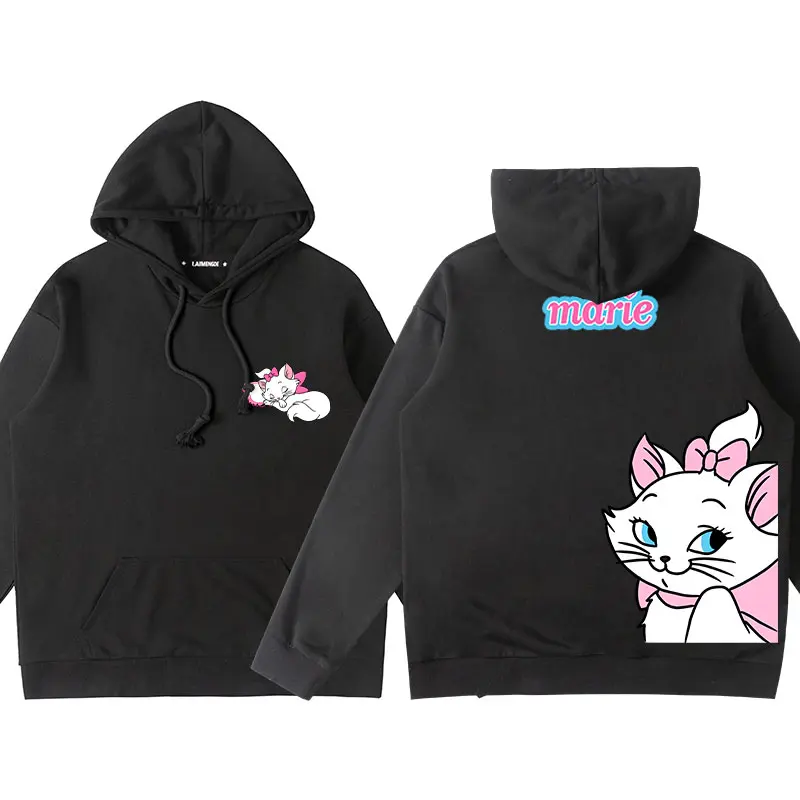 Disney The AristoCats Sweater  Disney Marie Women's Small Autumn  Winter Hooded Jacket Girls' Clothes Cute Cartoon  Comfortable
