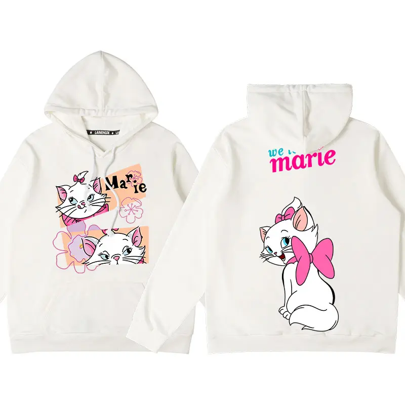 Disney The AristoCats Sweater  Disney Marie Women's Small Autumn  Winter Hooded Jacket Girls' Clothes Cute Cartoon  Comfortable