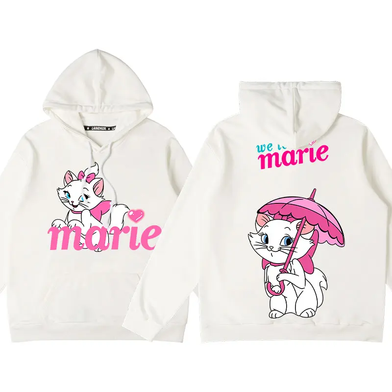 Disney The AristoCats Sweater  Disney Marie Women's Small Autumn  Winter Hooded Jacket Girls' Clothes Cute Cartoon  Comfortable