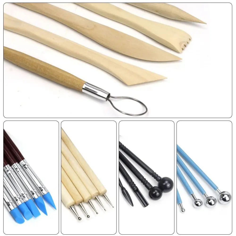 61pcs Pottery Clay Tools Sculpting Sculpt Smoothing Wax Carving Ceramic Polymer Shapers Modeling Carved Ceramic DIY Tool