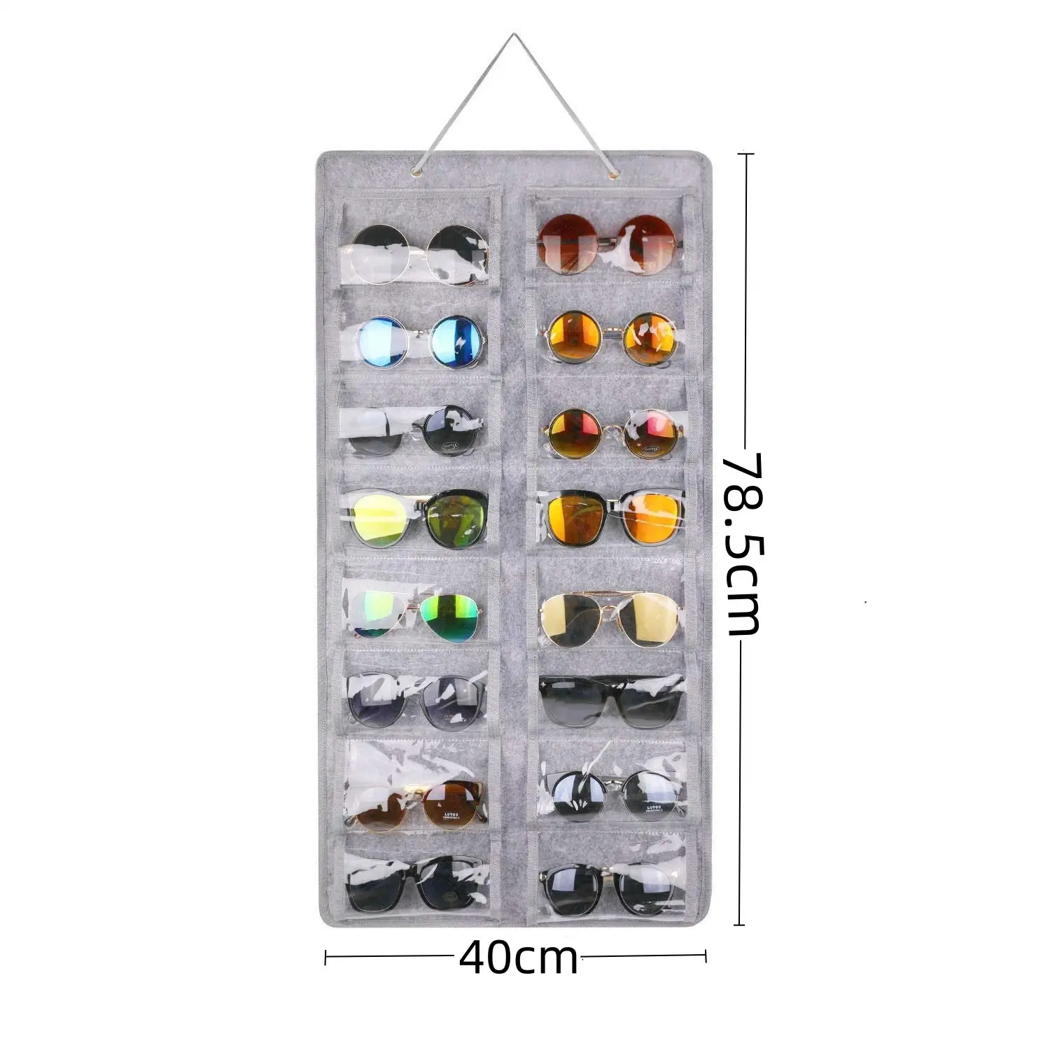 16Slots Felt Eyeglasses Stand Holder Dust Proof Wall-Mounted Pocket Storage for Sunglasses Glasses Display Hanging Bag Organizer