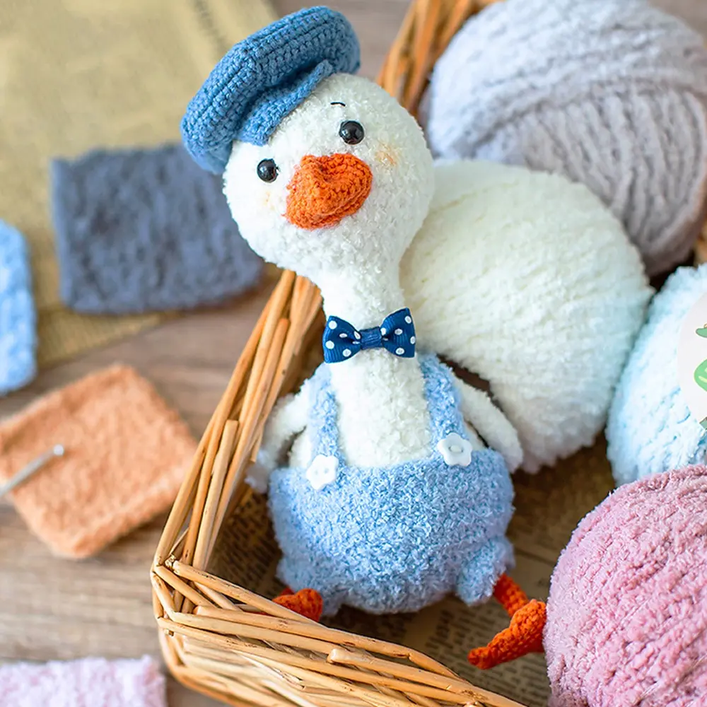 Cute Towel Yarn Toy Doll Sweater Hair Clip Thread Multi Color Doll Scarf Handmade Knitted Short Velvet Scarf Thread