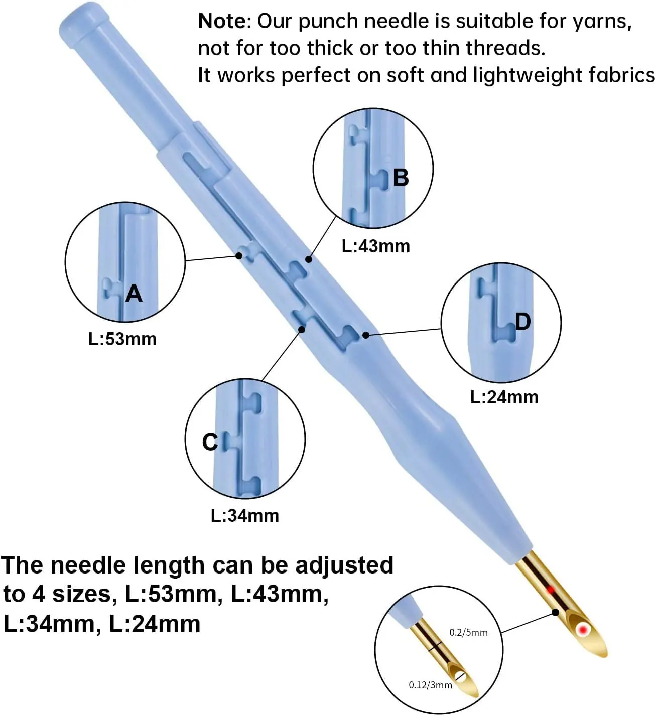 19 Pcs Punched Wooden Handle Embroidery Needle Set Russian Poka Le Woolen Thick Poka Needle DIY Embroidery Tool Set