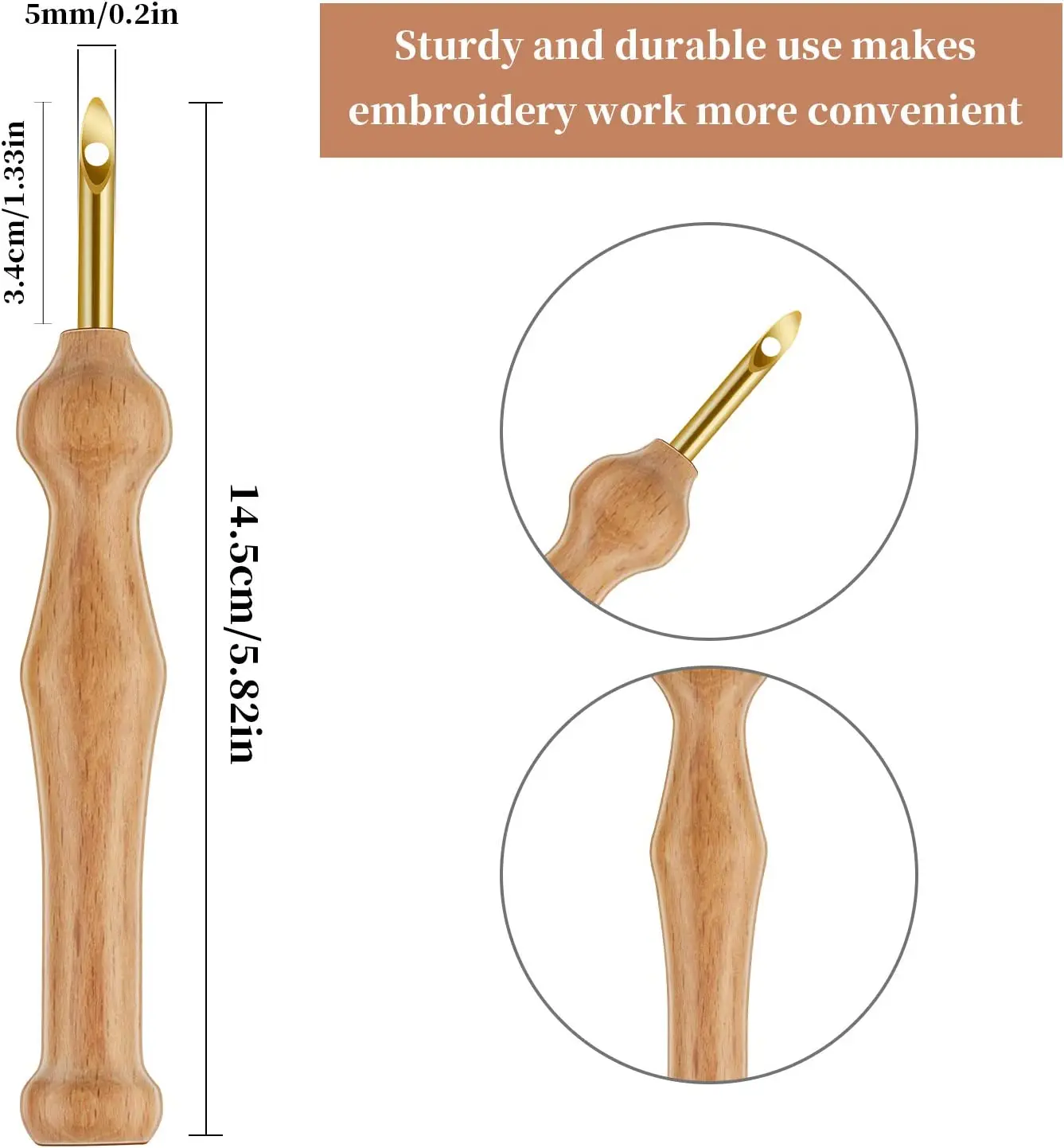 19 Pcs Punched Wooden Handle Embroidery Needle Set Russian Poka Le Woolen Thick Poka Needle DIY Embroidery Tool Set