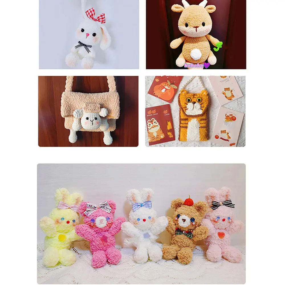 Cute Towel Yarn Toy Doll Sweater Hair Clip Thread Multi Color Doll Scarf Handmade Knitted Short Velvet Scarf Thread