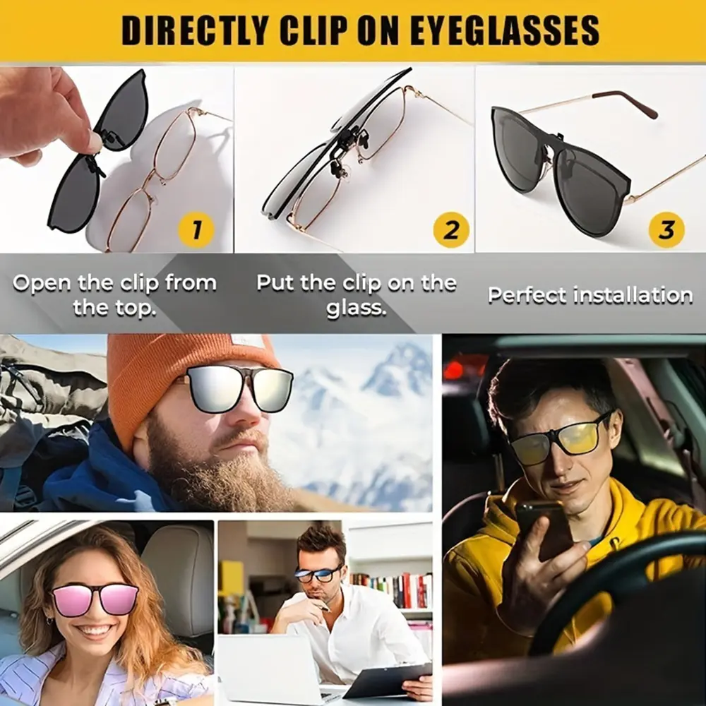 Fashionable Polarized Myopia Glasses Clip Driver's Goggles Night Vision Glasses Outdoor Sunshade And UV Resistant Sunglasses