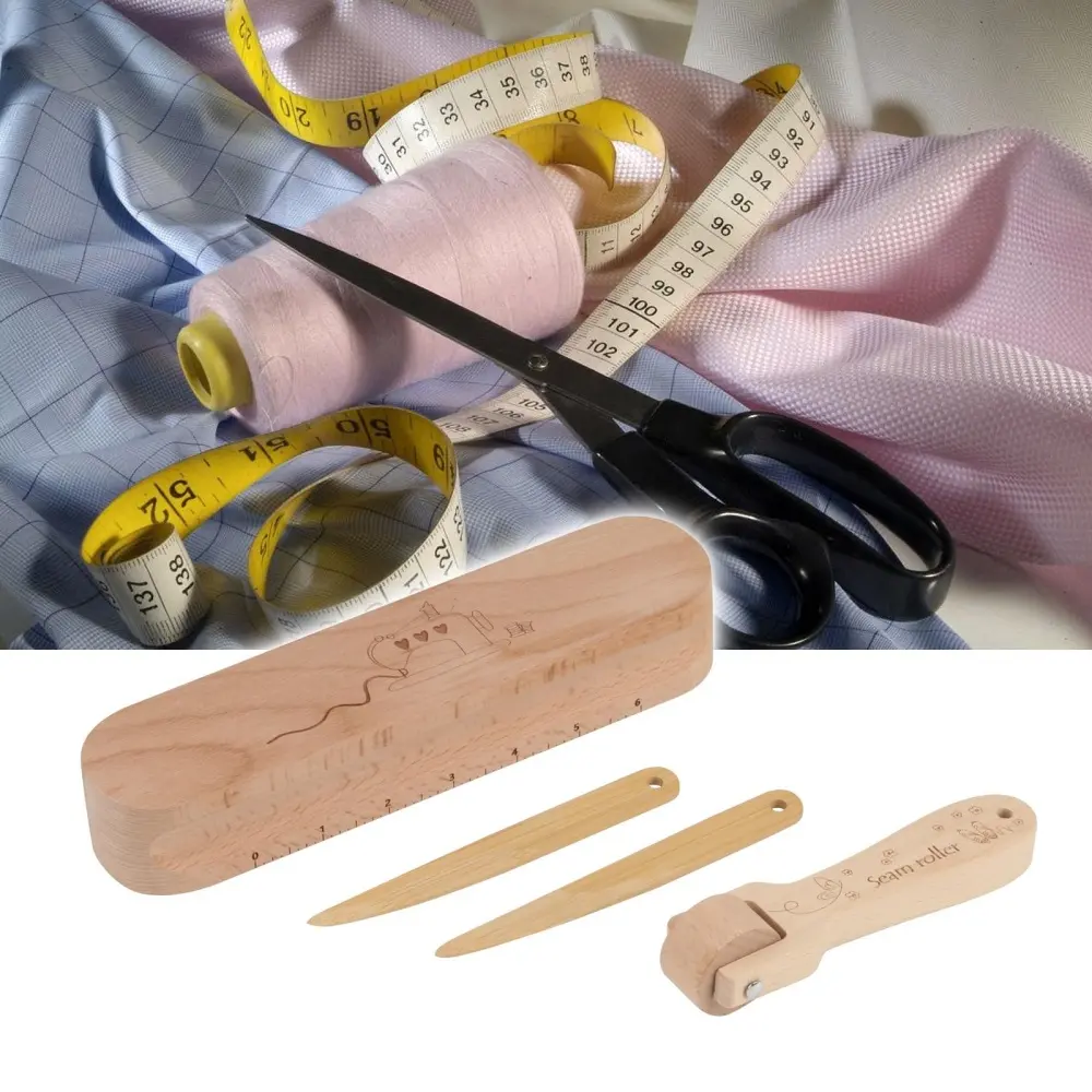 4pcs Wooden Seam Roller Press Quilting Tool Tailors Clapper Seam Flattening Tools Sewing Tailoring Ironing Patchwork Quilting