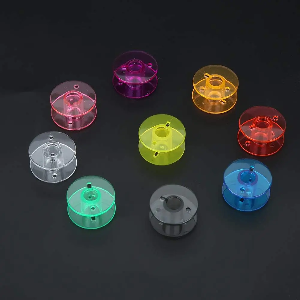 50Pcs Sewing Machine Empty Bobbins Plastic Box Sewing Thread Machine Bobbins Colorful Transparent Bobbin Craft DIY Sewing Tool