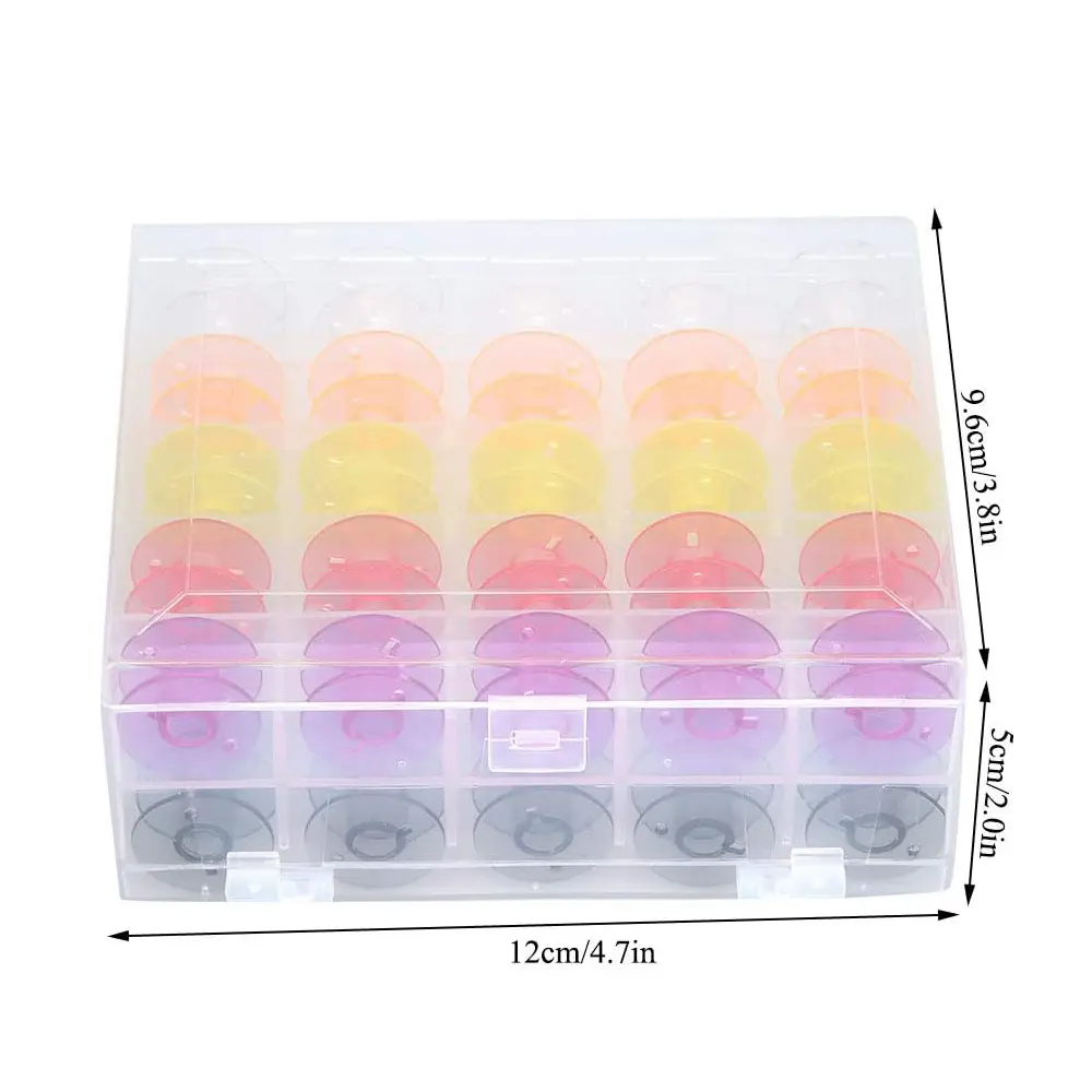 50Pcs Sewing Machine Empty Bobbins Plastic Box Sewing Thread Machine Bobbins Colorful Transparent Bobbin Craft DIY Sewing Tool