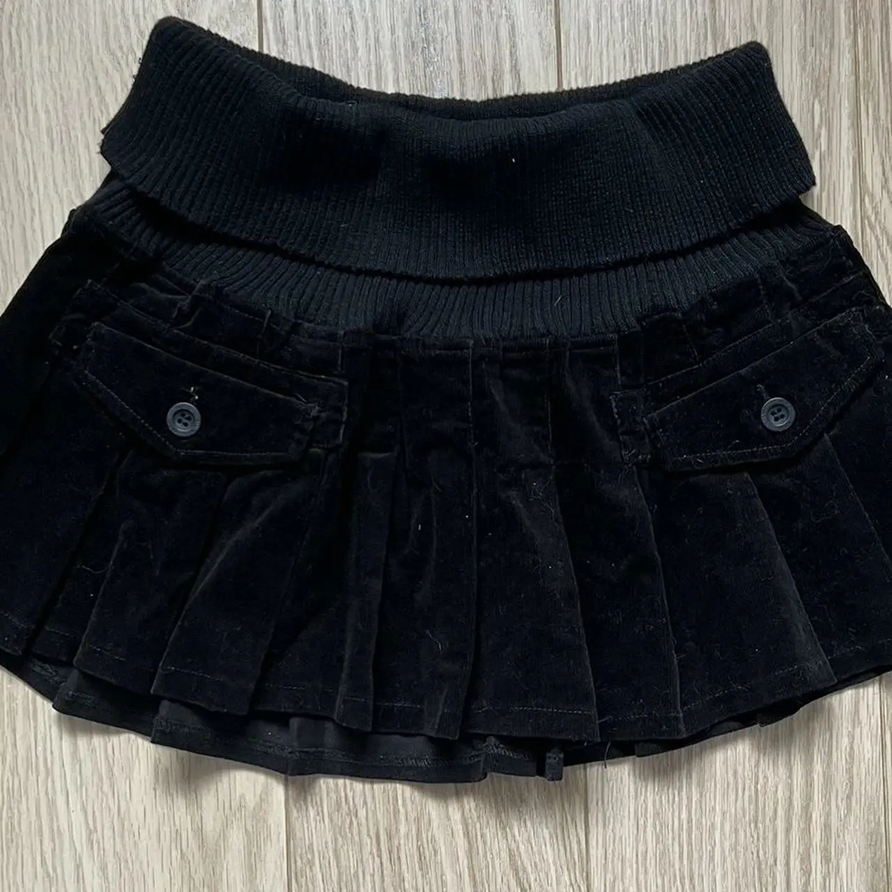 Y2K Ribbed Stretchy Waistband Mini Skirt Gothic Pleated Skirt Womens Harajuku Autumn Winter Retro Apricot Black High Waist Skirt