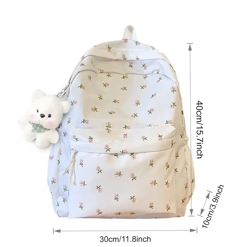 Hello Kitty Student School Backpack Korean Version Floral Cute Bags for Girl Book Bag Rucksack Junior School Backpack Travel Bag