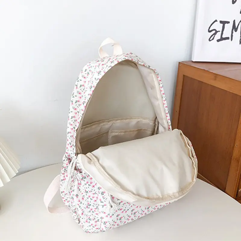 Hello Kitty Student School Backpack Korean Version Floral Cute Bags for Girl Book Bag Rucksack Junior School Backpack Travel Bag