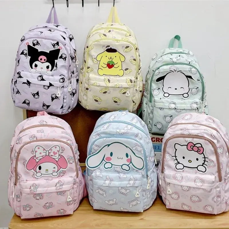 New Kuromi Cartoon Cute Junior High School Bag Trendy Fashion Backpack Student Large Capacity Backpack Hello Kitty Messenger Bag